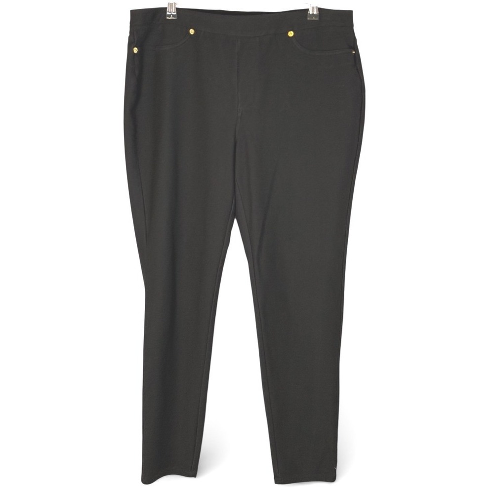 Michael Kors Womens Black Elastic Waist Pants Plus Size XL Gold Detail